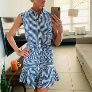 Veronica Beard Button Down Ruched Shirt Dress